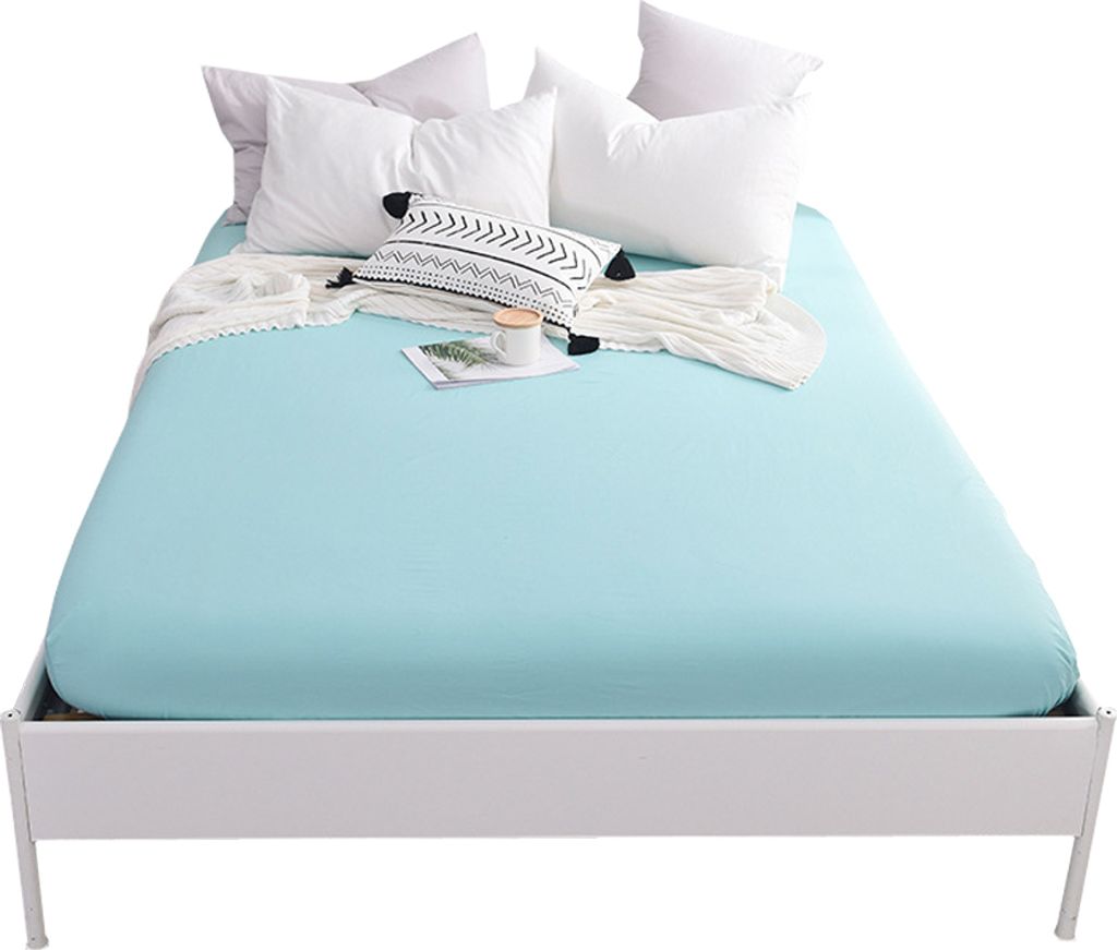 CANDeal Spannbetttuch, 100% Baumwolle, 30cm Tiefe Tasche, 180cm x 200cm Hellblau