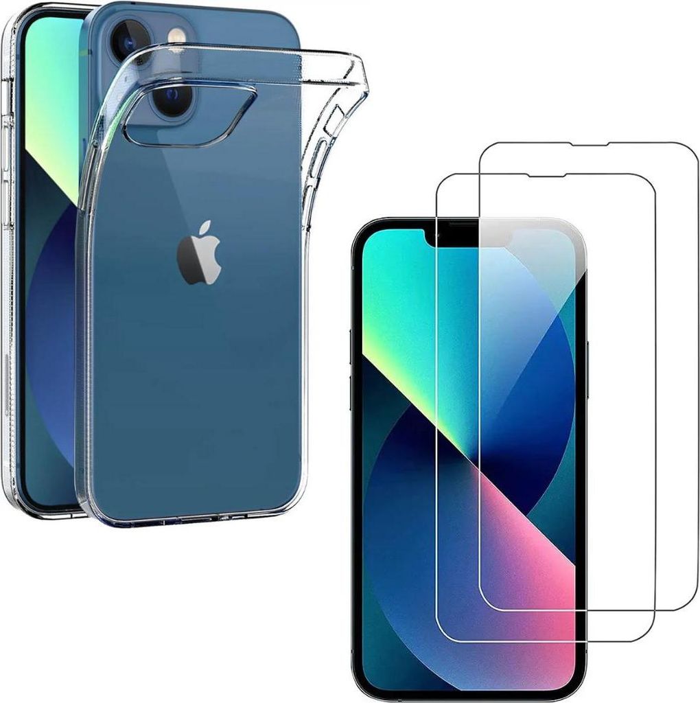 Hülle für iPhone 14 PLUS mit 2 Displayschutzfolien aus Hartglas Phonillico