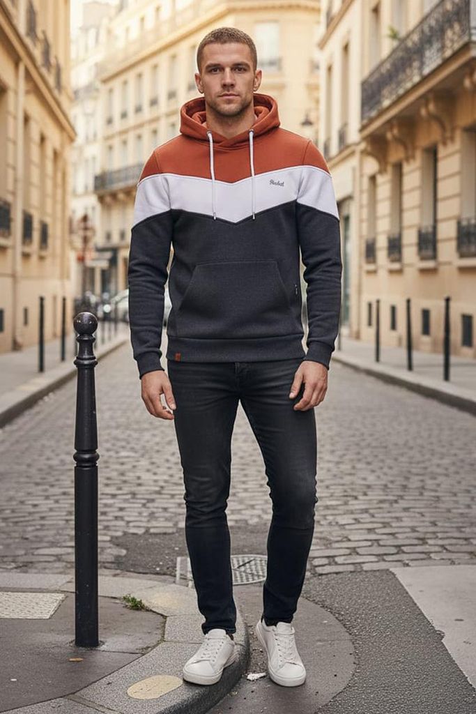 Reslad Kapuzenpullover RS-1008 Camel-Anthrazit XL Produktbild 