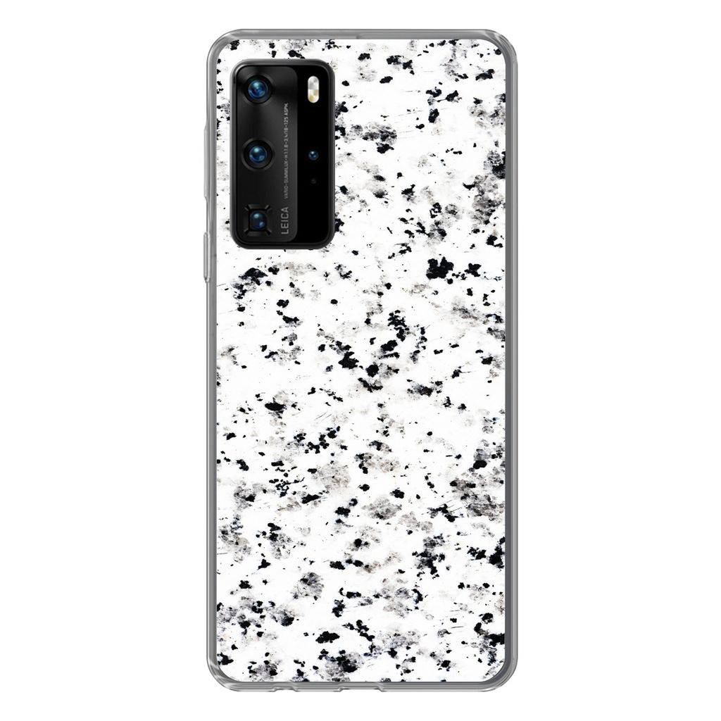 MuchoWow Handyhülle Schutzhülle Hülle für Huawei P40 Pro Marmor - Punkte - Weiß Silikon Softcase Handy Hülle - Schutz