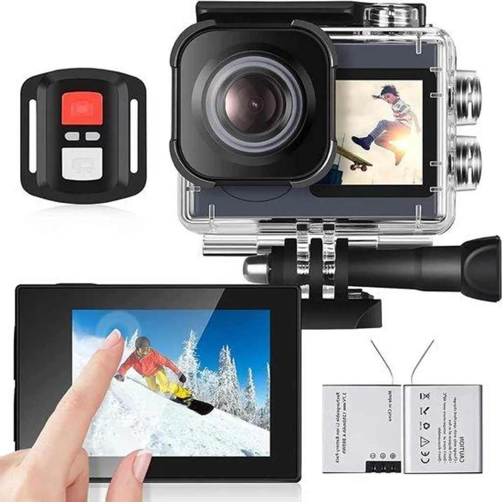 Action Cam Étanche 40m Grand Angle 170° avec Double Batterie 1350mAh