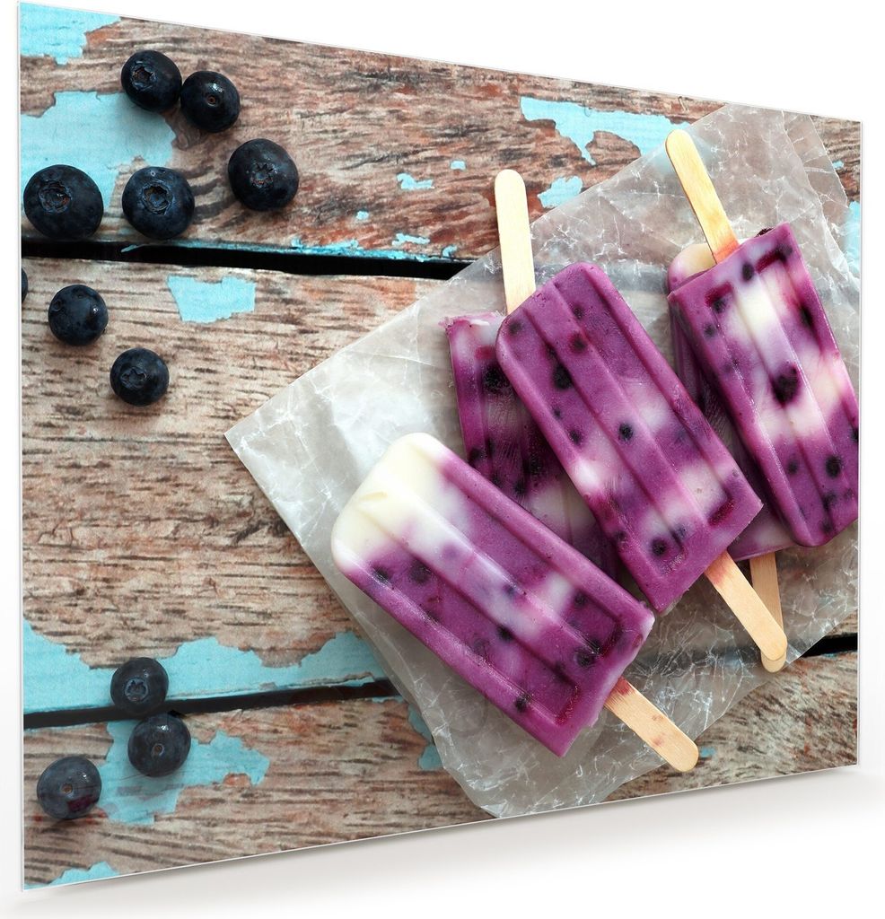 Glasbild Wandbild Hausgemachtes Blaubeereis 75x60cm in XXL für Wohnzimmer, Schlafzimmer, Badezimmer, Flur