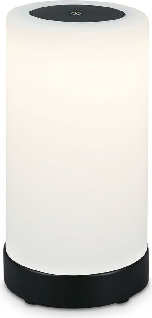 Briloner Leuchten - LED Tischlampe Akku, Dimmbar, Glas LED Tischleuchte Kabellos, Touchfunktion, 3.300K Warmweiß, Schwarz, 245x125 mm (HxD)