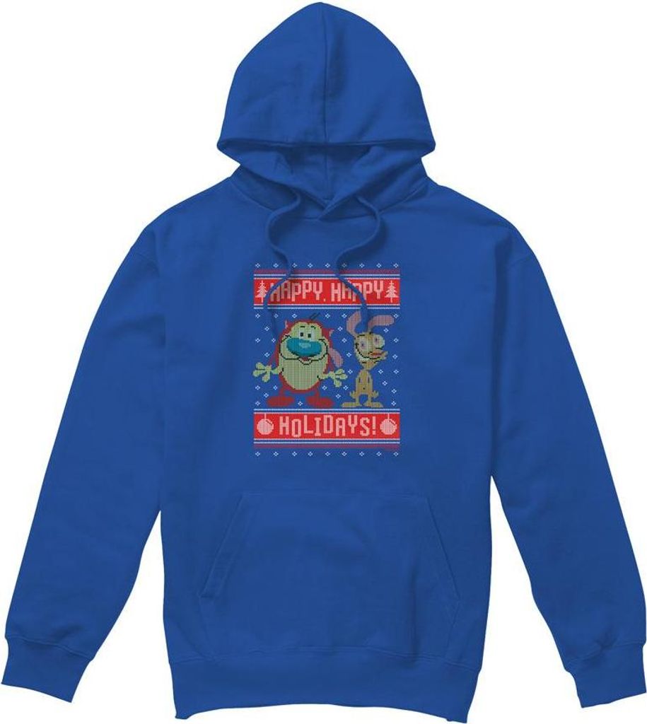 Ren & Stimpy - "Happy, Happy Holidays" Kapuzenpullover für Herren TV8656 (S) (Königsblau)