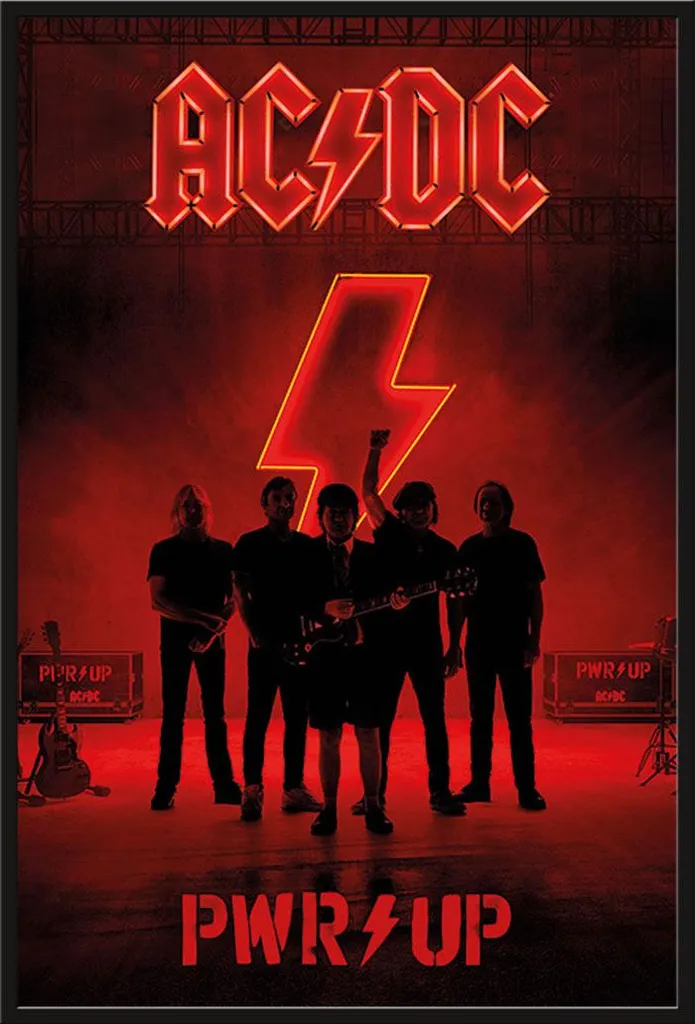 Déco Murale AC/DC PWR/UP - Affiche Encadrée Musique pour Salon ou Bar