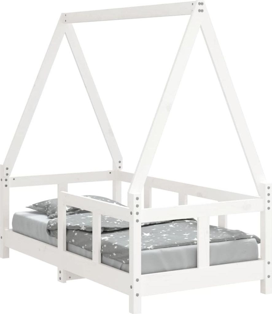 vidaXL Detská postieľka biela 70x140 cm Masívne borovicové Obrázok produktu 