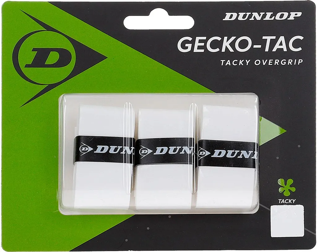 Surgrip Tennis Dunlop Gecko-tac Blanc - Lot de 3 Overgrips de Rechange
