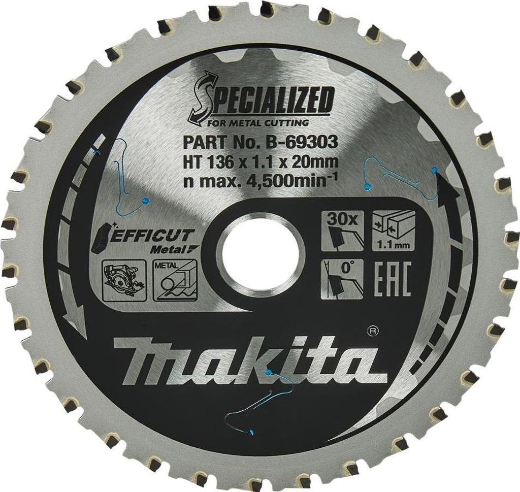 Makita EFFICUT Sägeblätter für Metall 136 x 20 mm - 30 Zähne
