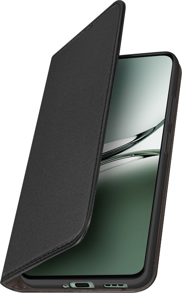 Avizar, Wallet Cover für Oppo Reno 12F, Kartenfach und Ständer, Schwarz