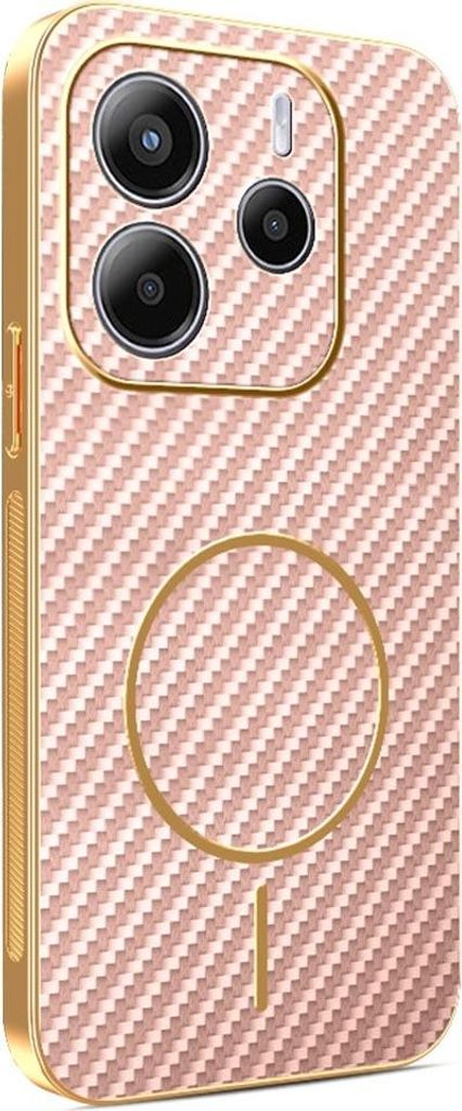MagSafe Hülle für Xiaomi Redmi Note 14 5G - Phonesta Luxury Carbon Fiber Back Cover - Rosa