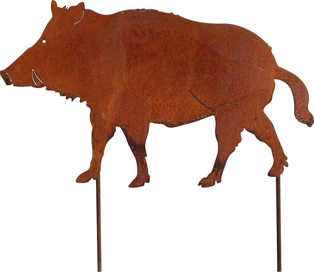 Rost Gartenstecker Wildschwein 52 cm Edelrost Gartendeko Produktbild 