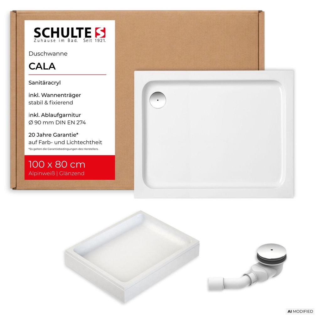 Schulte Duschwanne 80x75 cm, Weiß, Modell Cala - Produktbild 