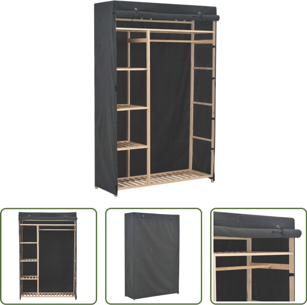 The Living Store Kleiderschrank Grau 110 x 40 x 170 cm Stoff