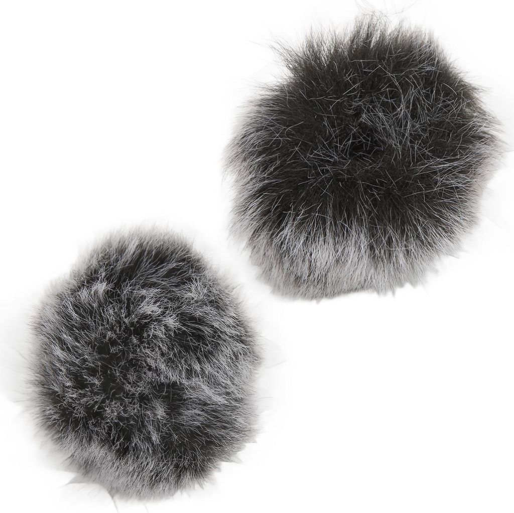 Lavalier-Windschutz für Mikrofon, pelzige Windschutzscheibe, Reversabdeckung, 0,5 cm (schwarz, weiß)