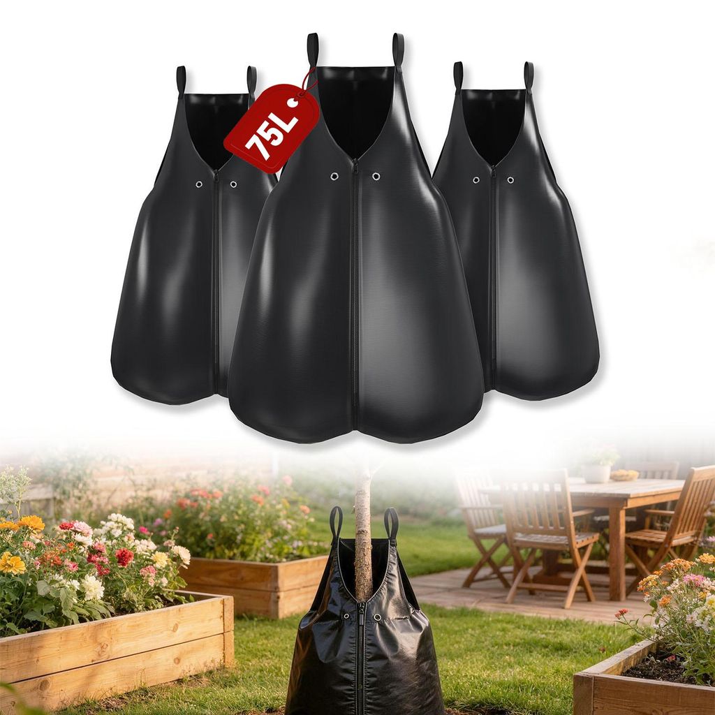 UISEBRT Schwarz 3er Set 75L Baumbewässerungssack aus robustem PVC zur automatischen Wurzelbewässerung