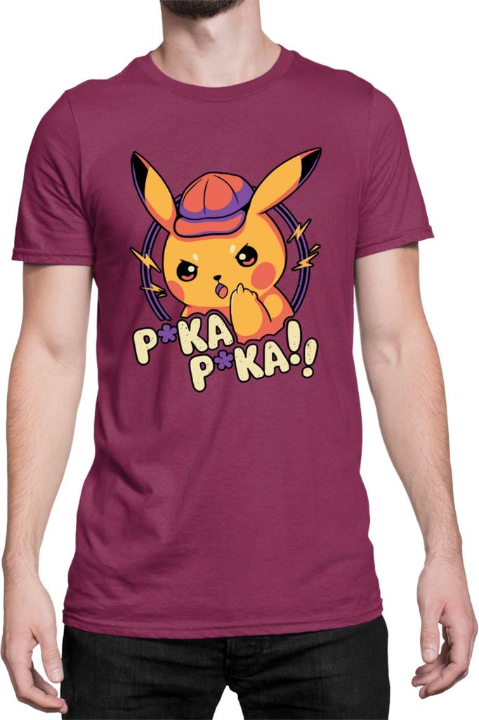 Herren T-Shirt Japan Manga Anime Comics Pokemon 032, Man 2XL / Burgundy