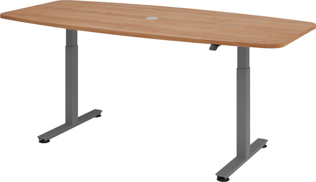bümö Konferenztisch elektrisch XMST22 - Gestell: Graphit, Nachbildung: Nussbaum