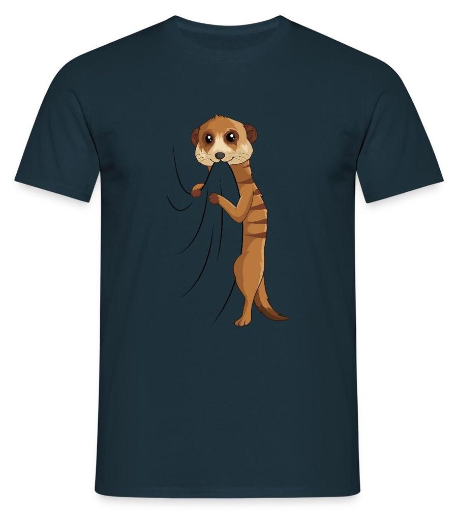 Spreadshirt Süßes Erdmännchen Geschenkidee Männer T-Shirt, XXL, Navy