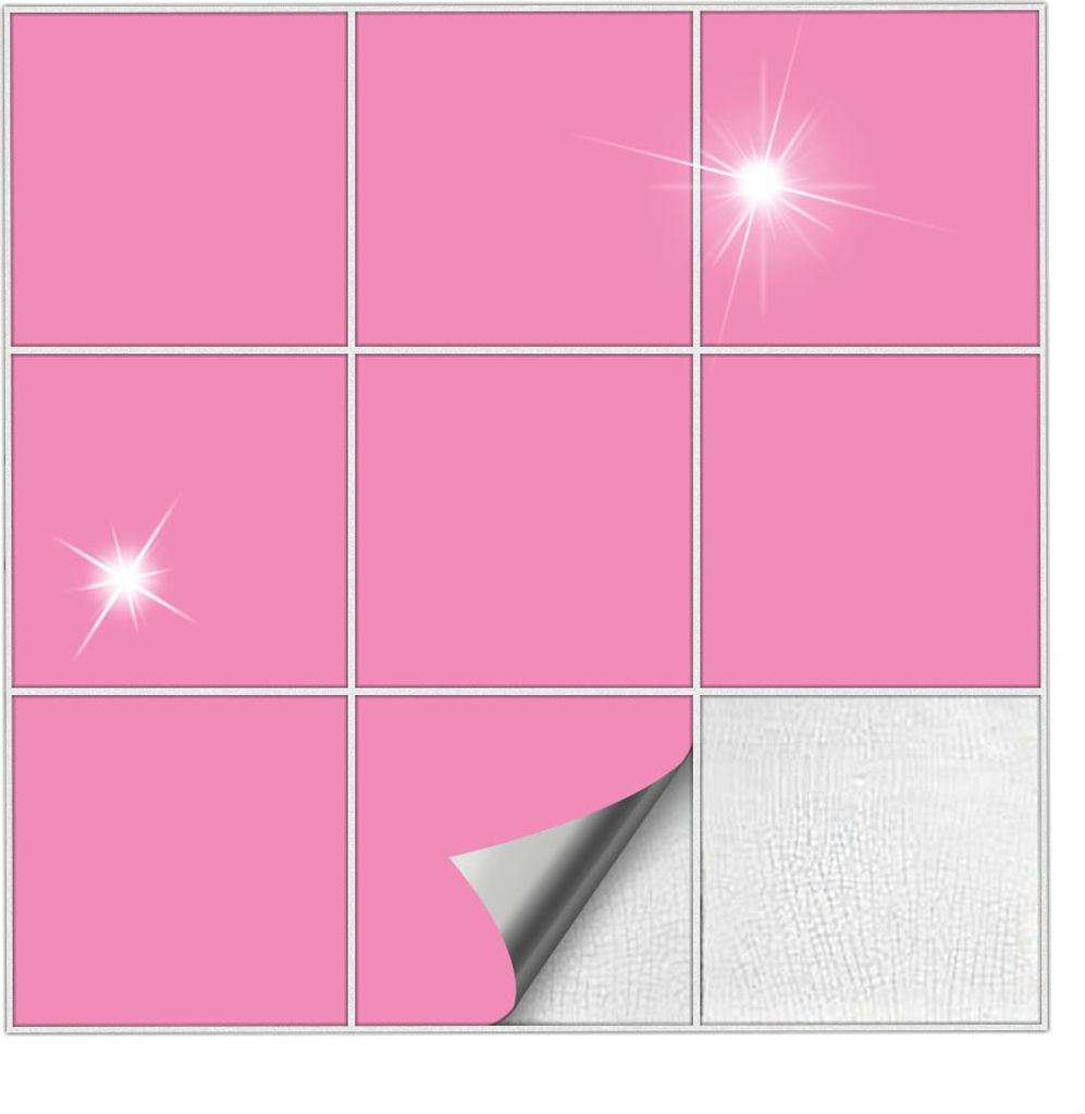 Fliesenaufkleber Für Bad, Küche etc Hellrosa 45 glänzend 20 x 20 cm 25 Stück