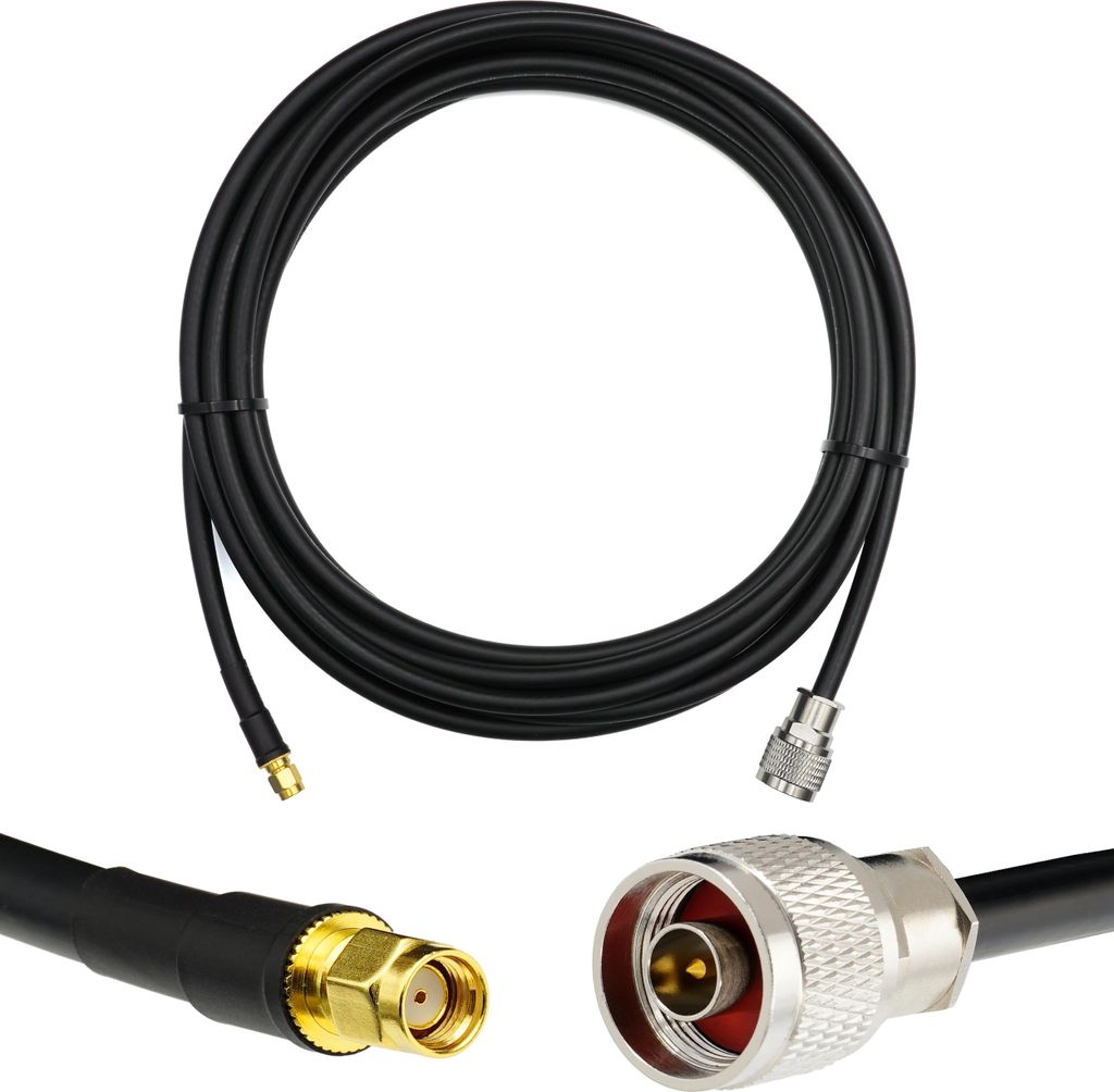 7m RP-SMA Stecker auf N Stecker Koaxialkabel – 7 Meter 5D-FB Verlustarmes Antennenkabel Ø7.5mm Verlängerungskabel (50 Ohm) — für WiFi Router...