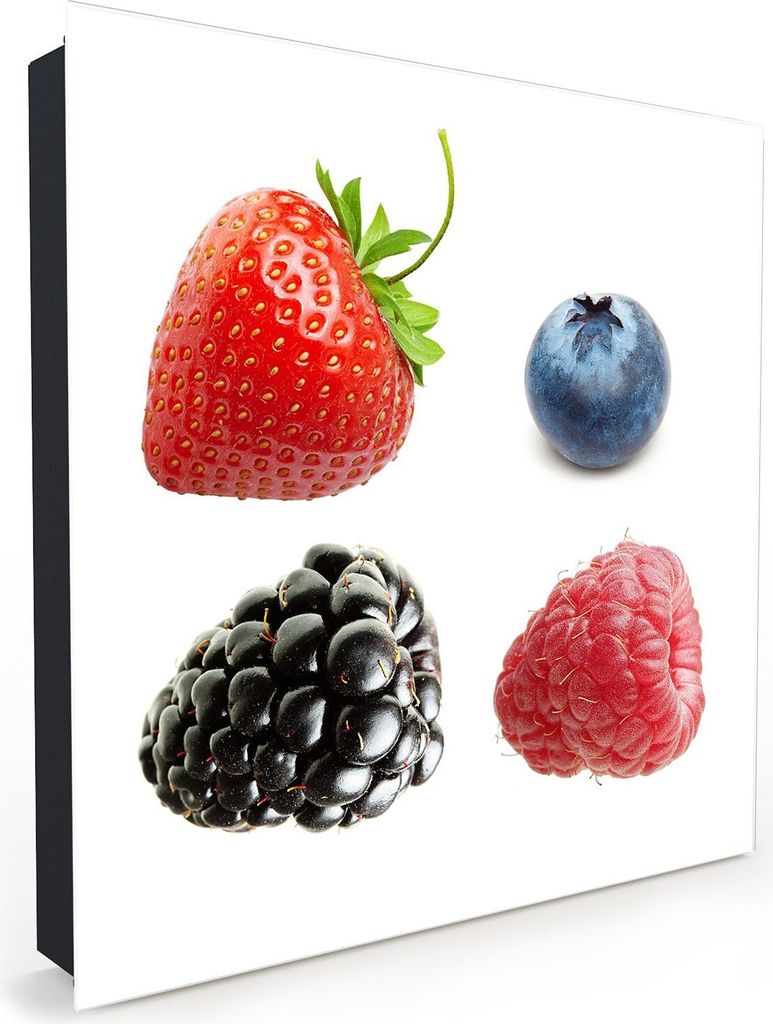 Nachbildung-Schlüsselkasten, Magnetpinnwand und Memoboard mit Glasfront Motiv Frische Beeren verteilt