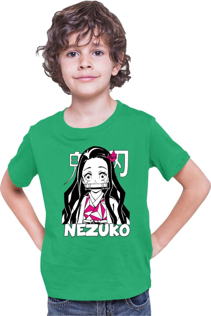 Kinder T-Shirt Demon Anime Slayer Kimetsu No Yaiba Nezuko Kamado 008, 7-8 Jahr - 128 / Grün