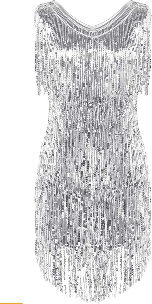Damen Pailletten Gr. L Kleid Salsa Rumba Tanzbauch Tanzkleid Metallic Kleid Glänzend Tanzkleid für Party