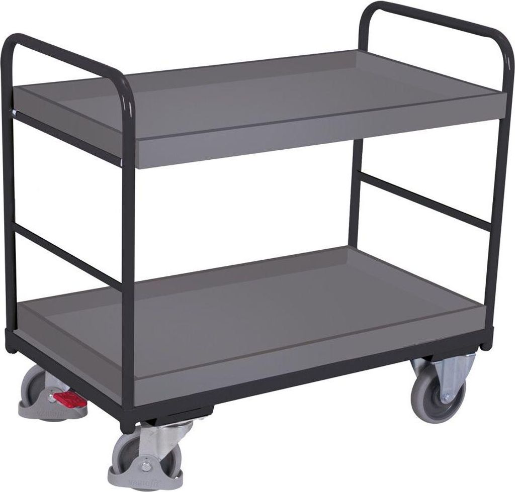 VARIOfit Etagenwagen, niedrig mit 2 Ladeflächen, umrandet 815x455mm Anthrazitgrau RAL 7016