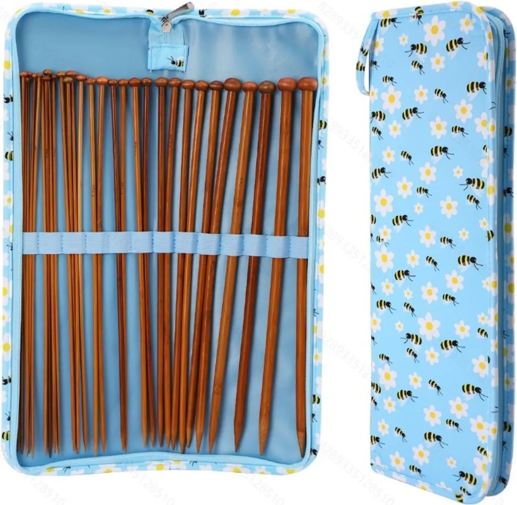 INF Aiguilles à tricoter en bambou carbonisé 35cm, lot de 25 pièces