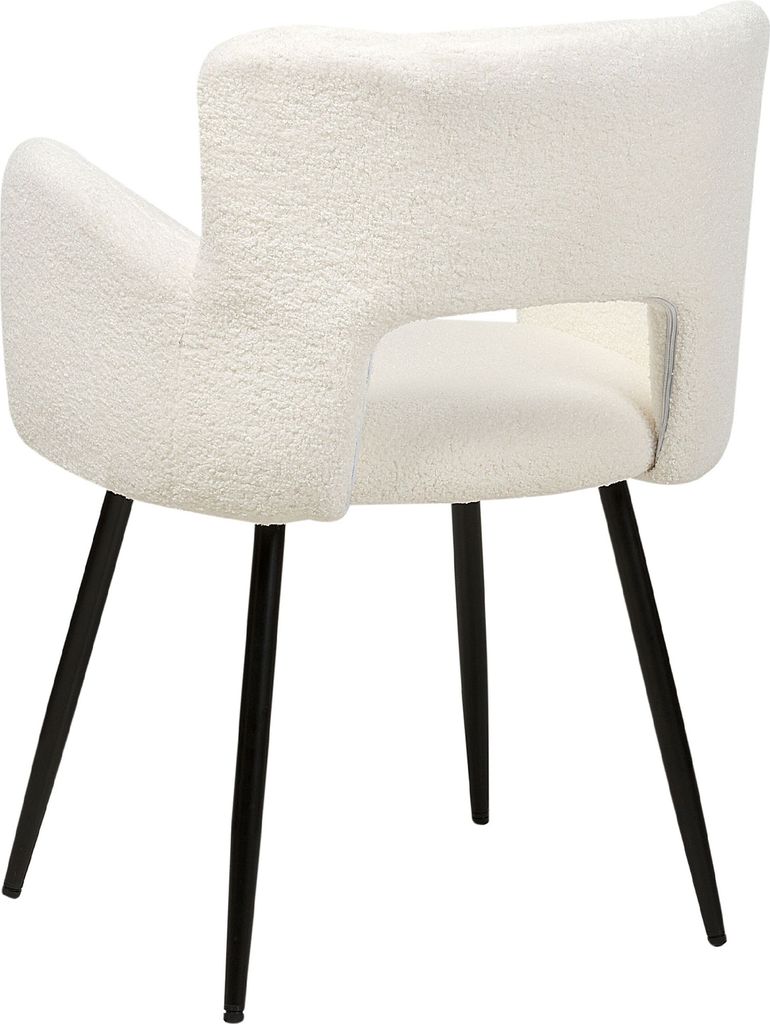 BELIANI Esszimmerstuhl 2er Set Weiß Bouclé Stoffbezug mit Produktbild 6