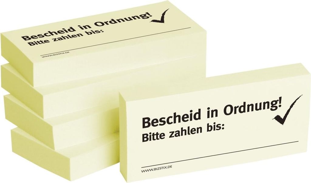 Haftnotizen "Bescheid in Ordnung" - 75 x 35 mm, 5x 100 Produktbild 