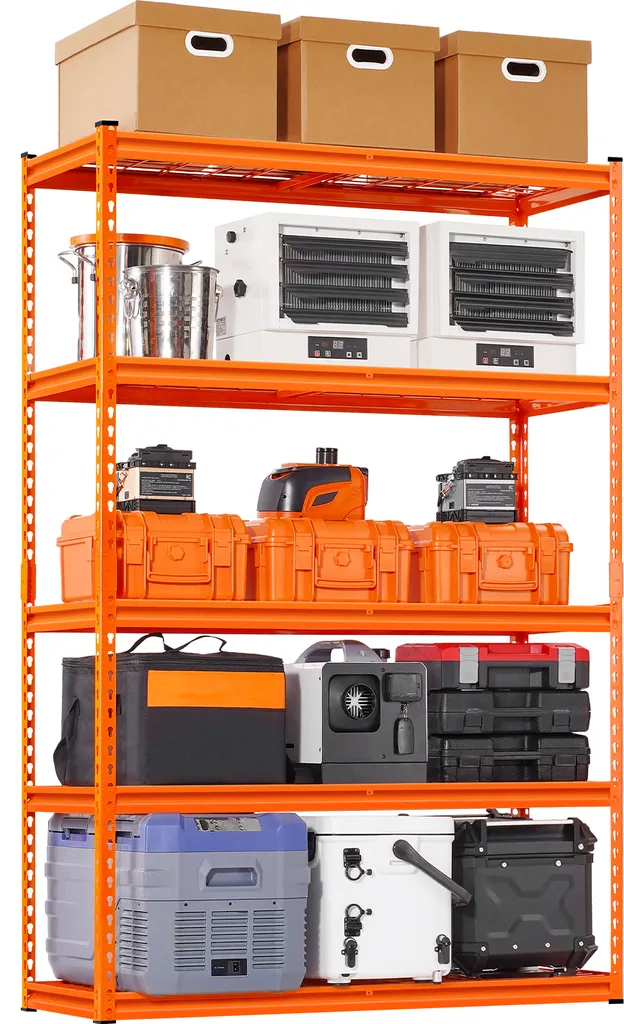 VEVOR Rayonnage de Garage Robuste 1134 kg à 5 Niveaux 122x46x183 cm Orange
