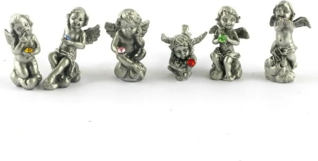 Lot de 6 anges blancs en polyrésine haute qualité avec détails cristal