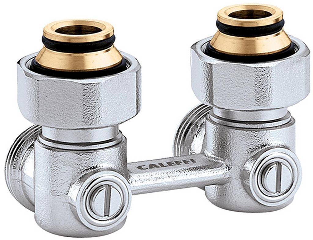 Caleffi Bloc de robinet bitube 3011 forme équerre, 3/4" Image du produit 