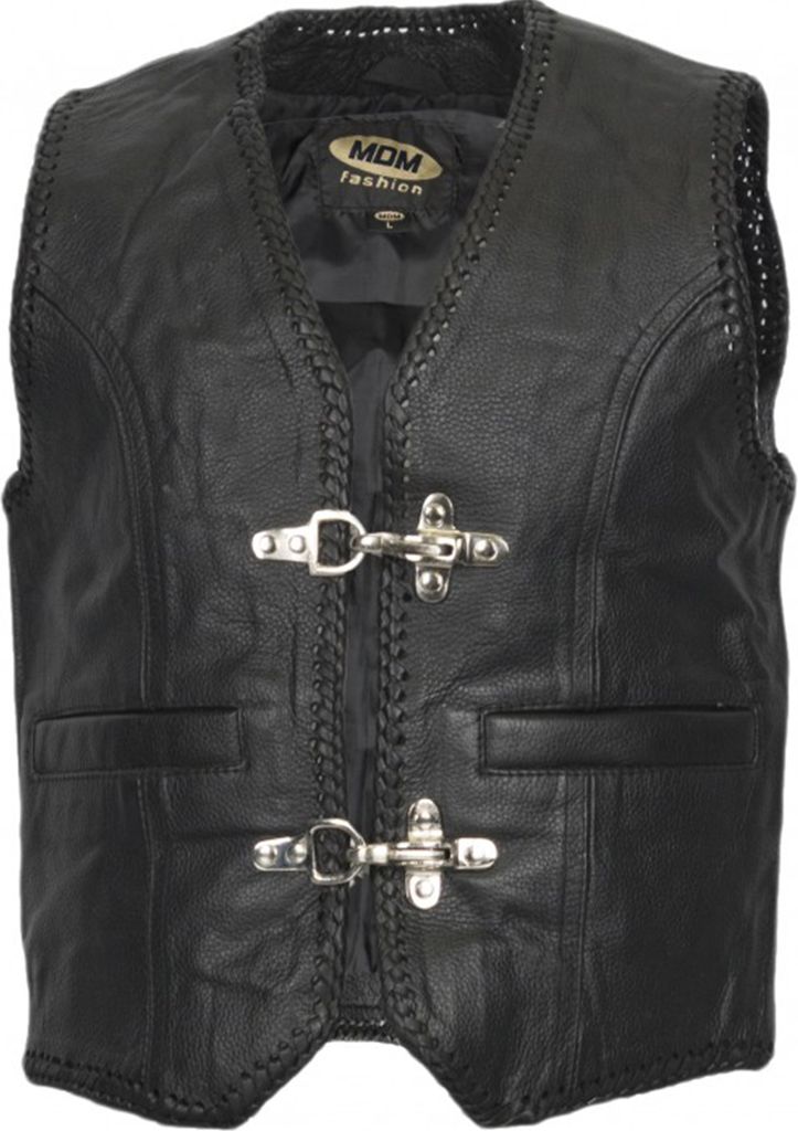 Kinder Weste Bikerweste Ledere Kutte Rindsleder Chopper Schnallen Weste(2XL)