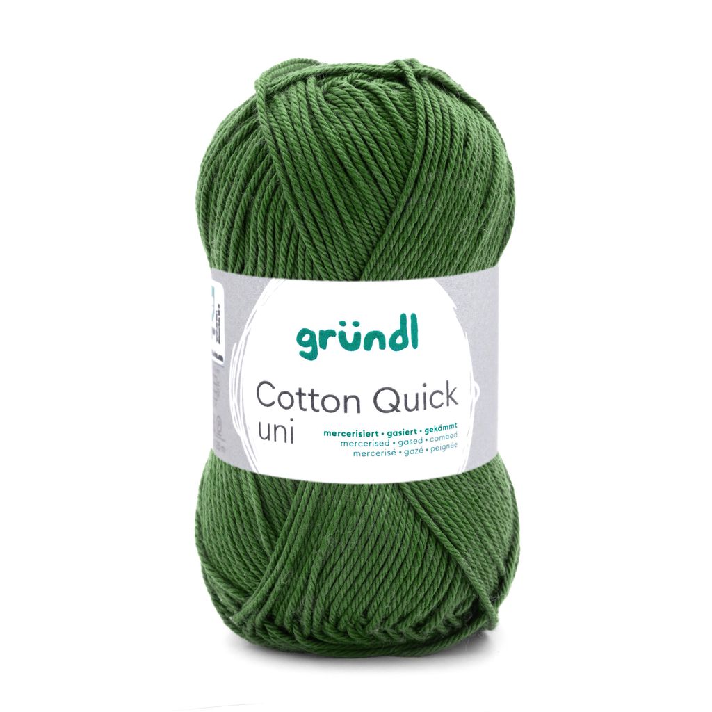 Gründl Baumwolle quick uni,50g.100%Baumwolle,mercerisiert,Häkel- u. Strickgarn,50g / 125 m,NS 3-4 166 moos