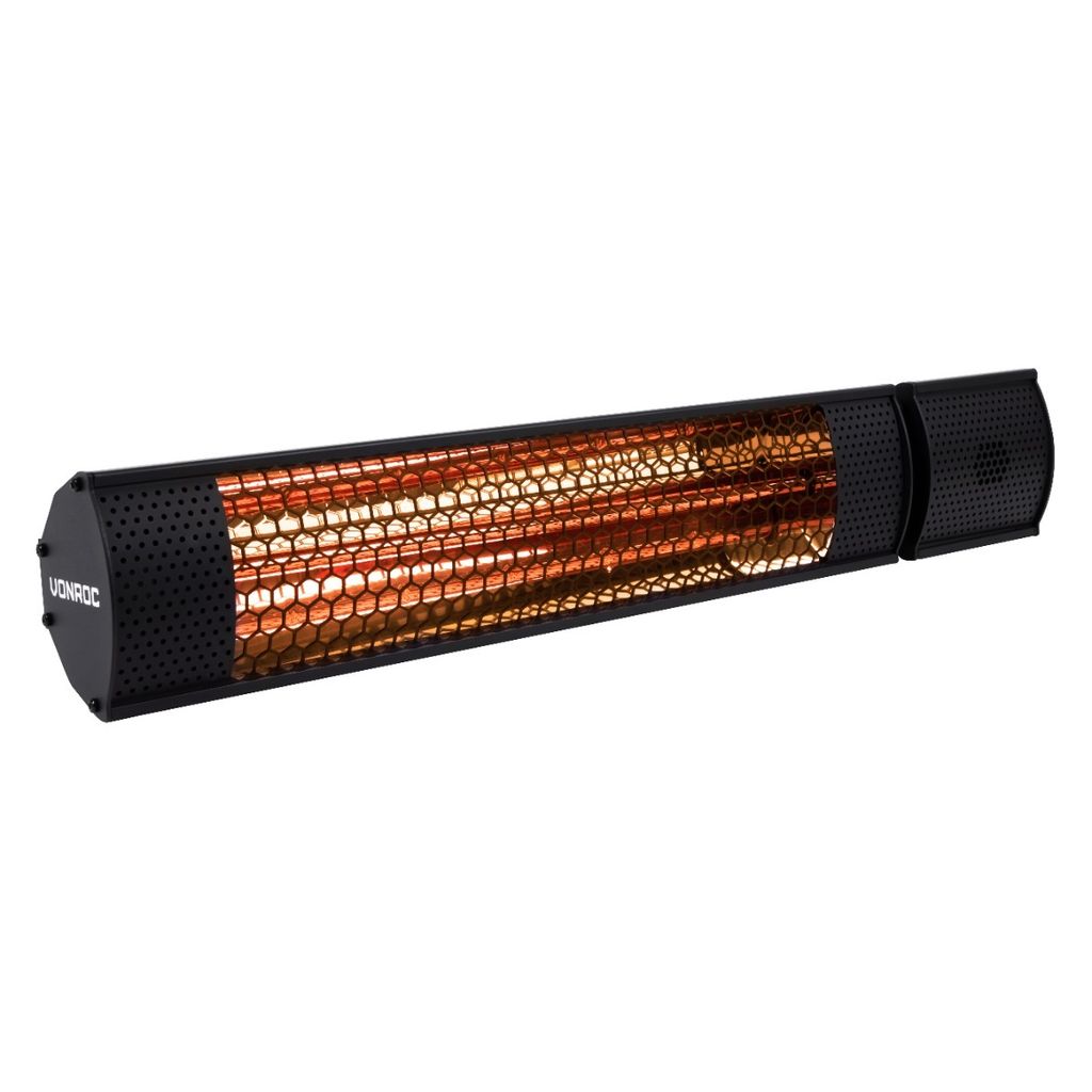 VONROC VONROC Stimmungsvolle Terrassenheizung – Marsili 2000W – Hohe Effizienz – Low Glare Lampe – 2 Heizstufen – Mit Fernbedienung