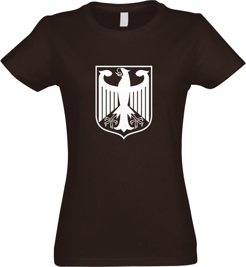 Kiwistar - T-Shirt tailliert - Damen - Chocolate - Bundeswappen Deutschland Rahmen - mit Motiv Bedruckt - Funshirt Design - Sport - Freizeit - Dame...