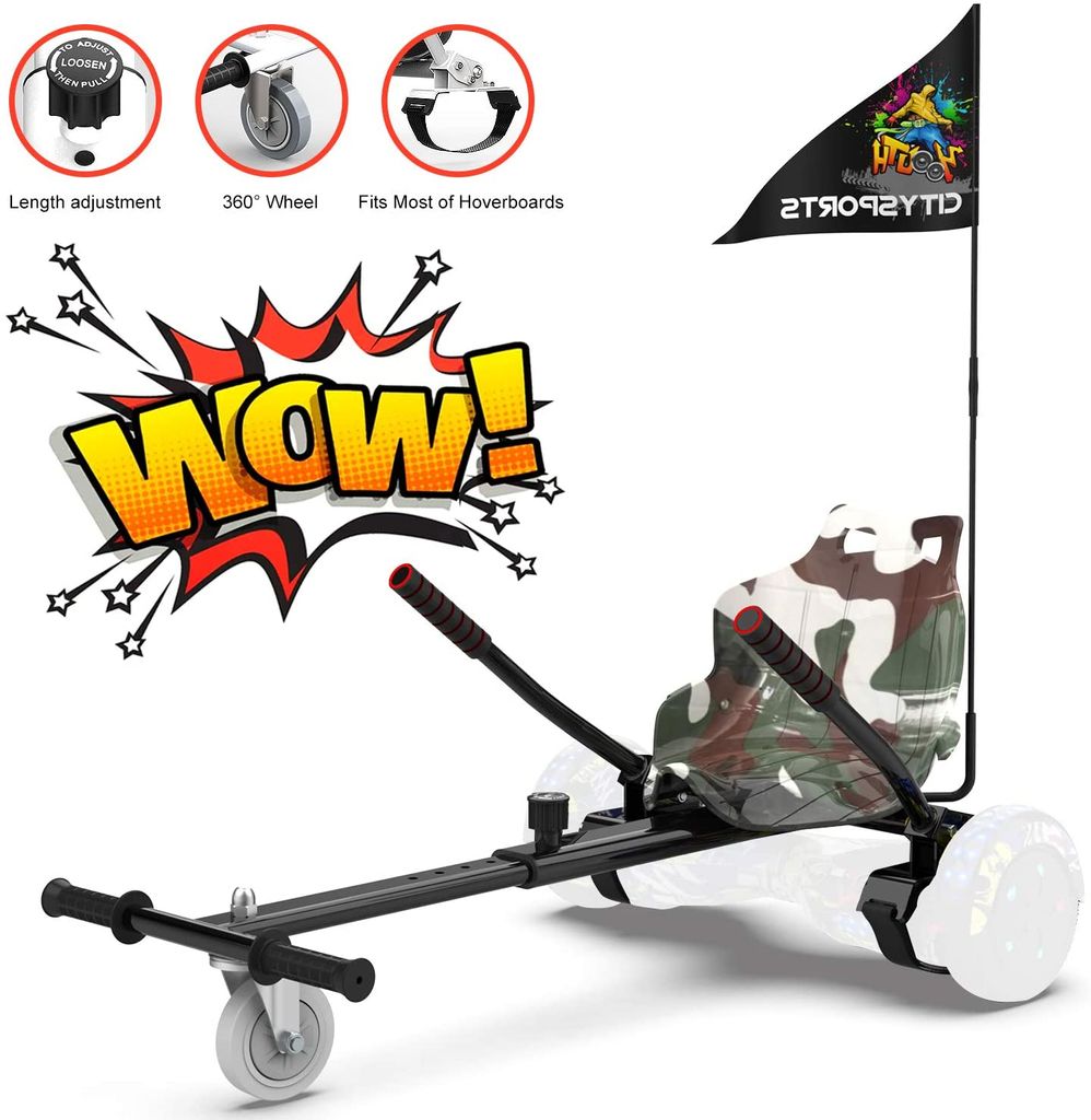 Hoverkart für Hoverboard Zubehör für selbstausgeglichenes Scooter Go Kart Längenverstellbar Kompatibel mit Allen Hoverboards - 6,5/8 / 8,5/10 Z...
