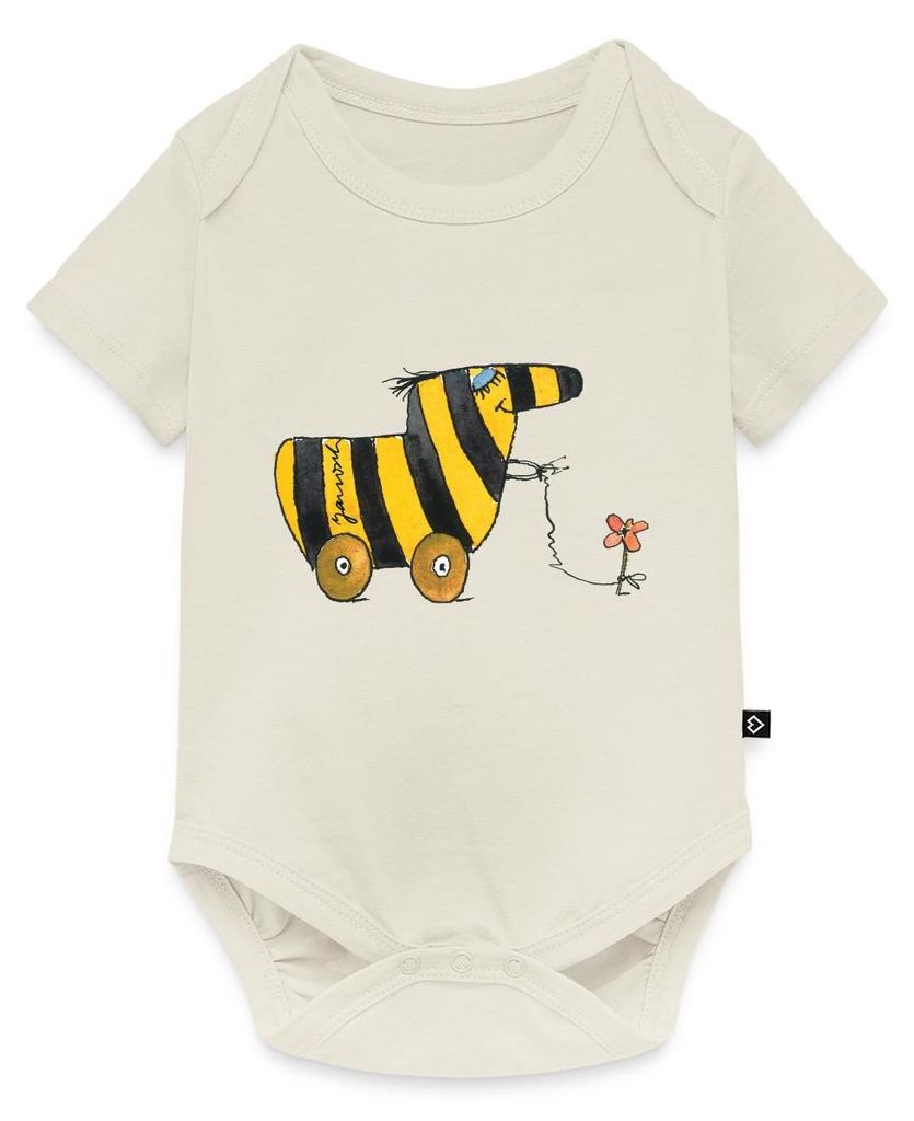 Spreadshirt Janosch Große Tigerente Mit Blume Kurzarm Tages Baby Body, 68 (3-6 M.), Naturweiß