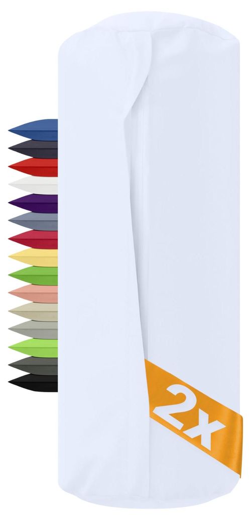 2er-Set Nackenrollenbezüge 40 x 15 cm, 100 % Baumwolle, 1600.2330, 40 x 15 cm, weiß
