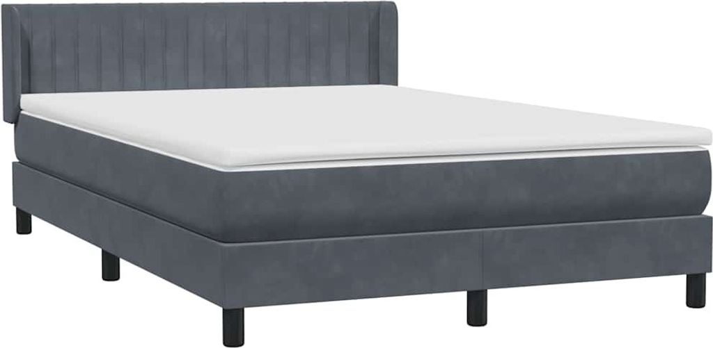 vidaXL Boxspringbett mit Matratze Dunkelgrau 140x220 cm Samt