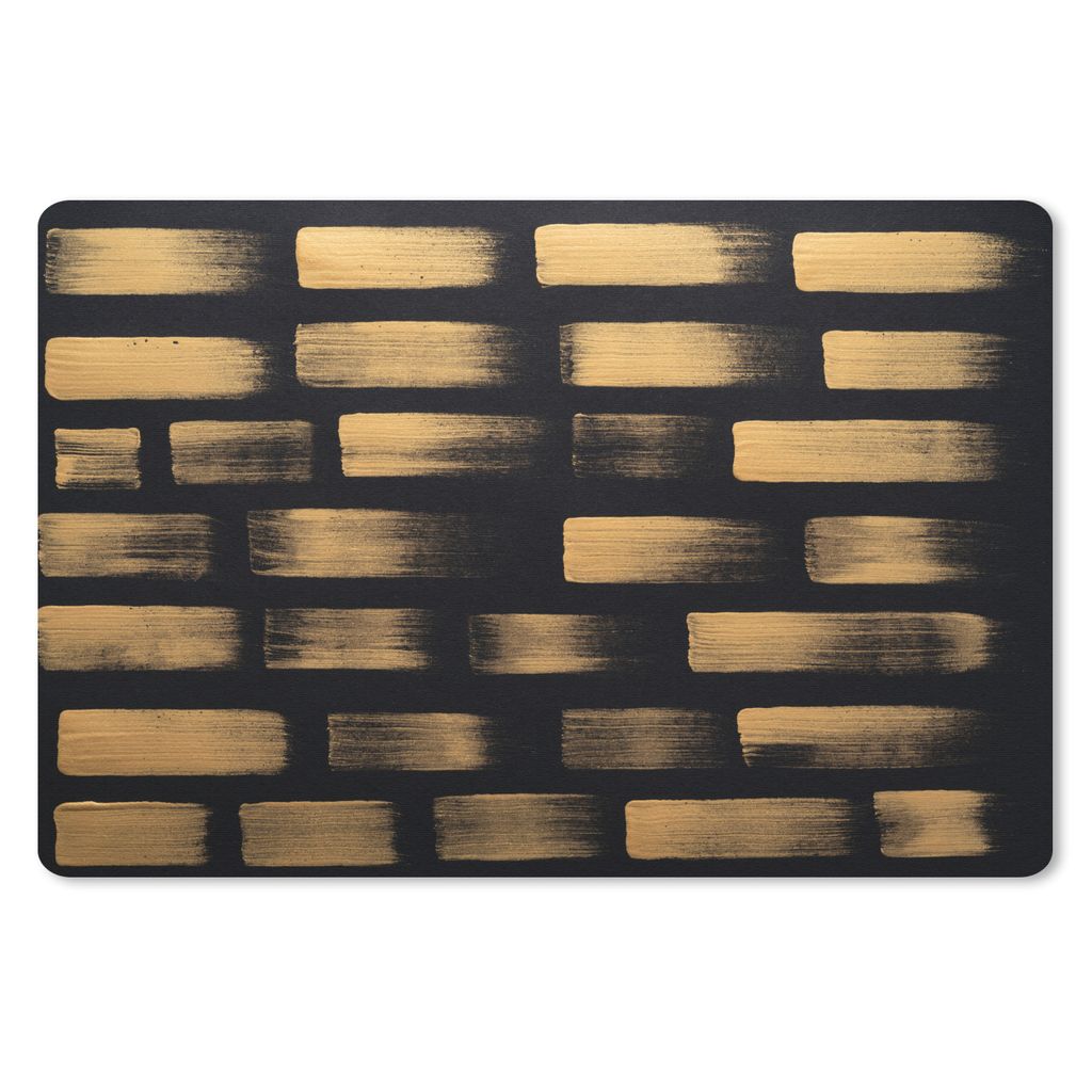 MuchoWow Schreibtischunterlage Goldfarbene Streifen auf schwarzem Papier 60x40 cm - XXL Mauspad - Großes Mauspad