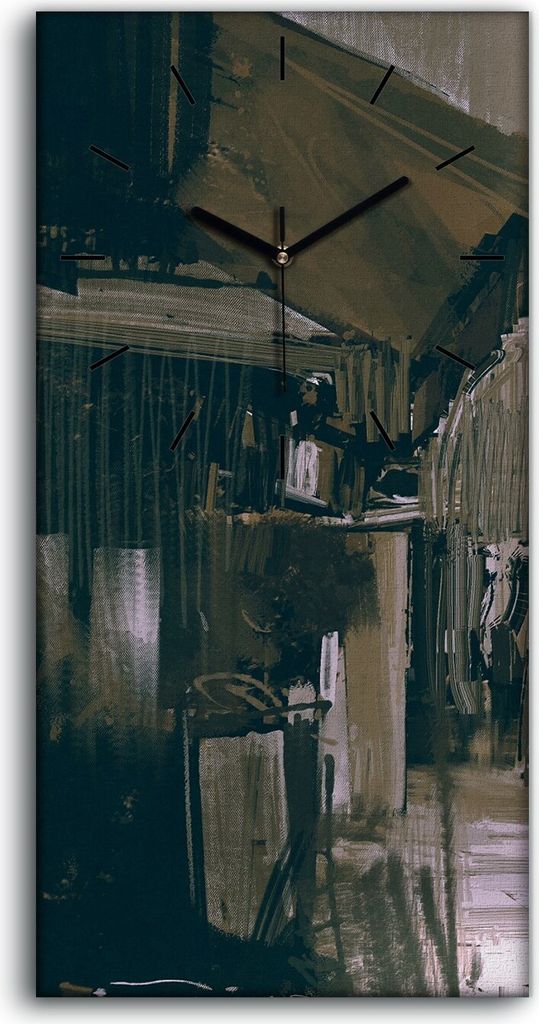 Wanduhr Bürouhr Leinwand Bild Quarz 30x60 Mann mit dem leuchtend Regenschirm - schwarze Hände