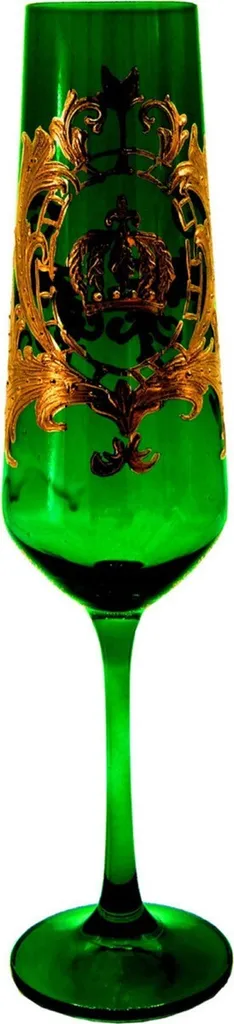 Verre à champagne Pompöös design Harald Glööckler or 24 carats et vert