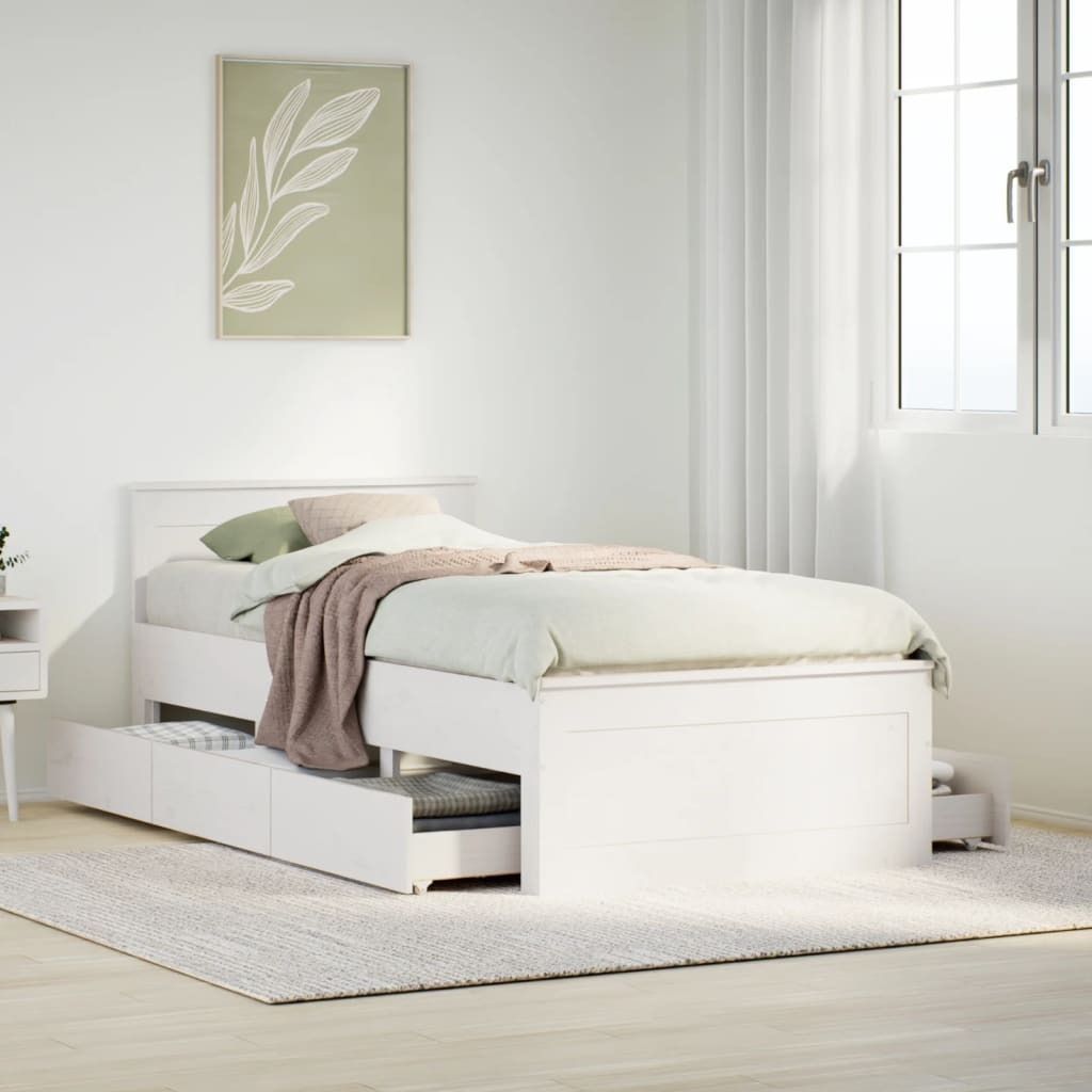 Maison Exclusive - Massivholzbett ohne Matratze mit Kopfteil Weiß 90x190 cm