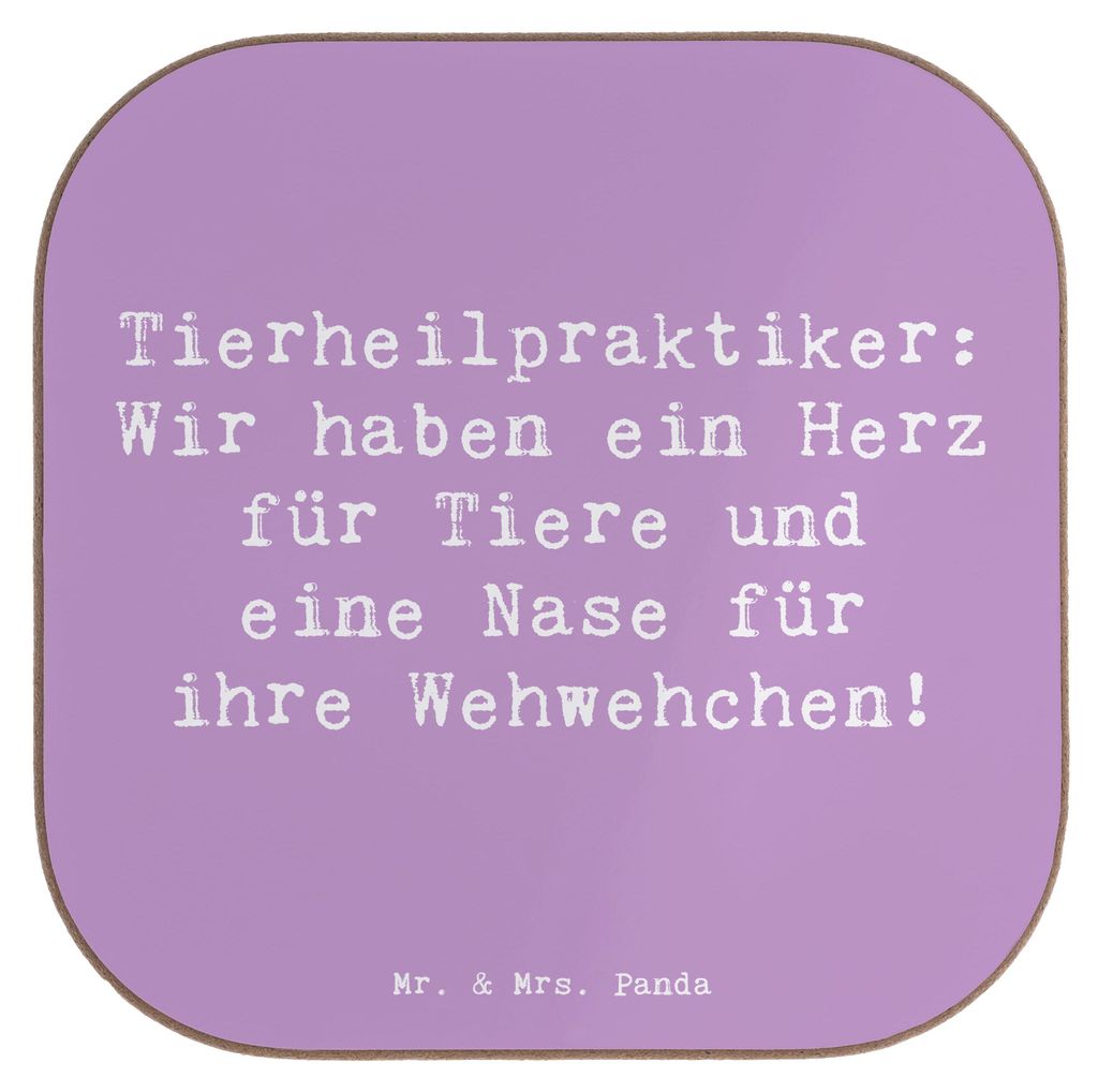 Mr. & Mrs. Panda Untersetzer für Gläser Spruch Tierheilpraktiker Herz - Lavendeltraum - Geschenk, Beruf, Tiere heilen, eckiger, gläseruntersetze...