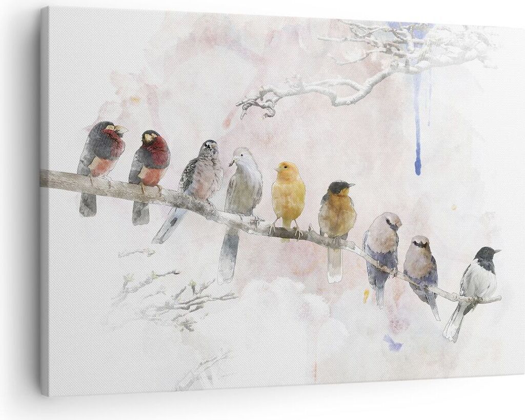 Bild auf Leinwand - Leinwandbild - Einteilig - Vögel Kanarienvogel Zweig - 70x50cm - Wand Bild - Wanddeko - Wandbilder - Leinwanddruck - Bilder - ...