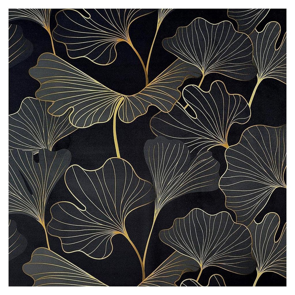 Eleganter Samtstoff Giorgio Ginko Dekostoff in Schwarz-Gold, moderne Meterware, 140 x 50 cm