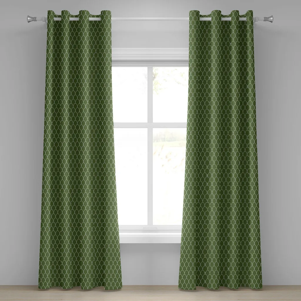 ABAKUHAUS Rideau à œillets vert 280x245cm motif géométrique ondulé